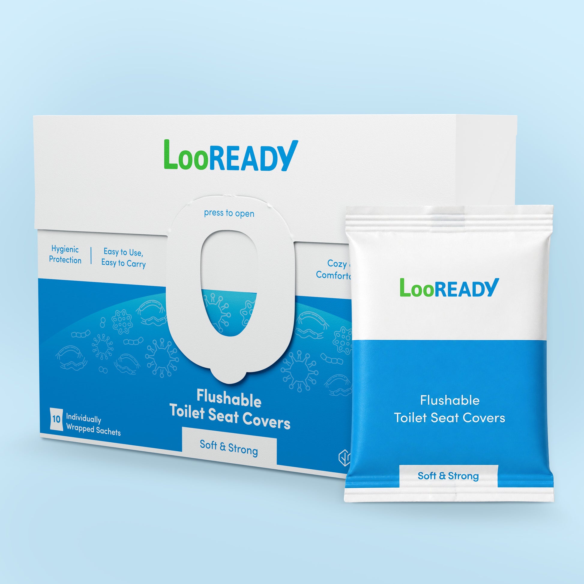 LooREADY Regular Toilet Seat Covers – Box & Sachet